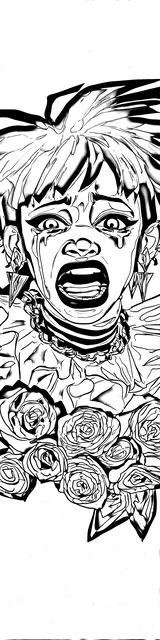 Free colorable bookmarks of a yelping woman face expression